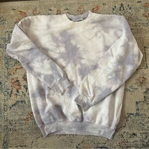 Hanes Crewneck Sweater - White and Gray Tie-Dye